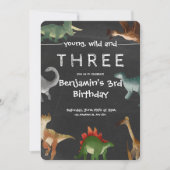 Zwarte en kleurrijke Dinosaur Birthday Kaart (Voorkant)