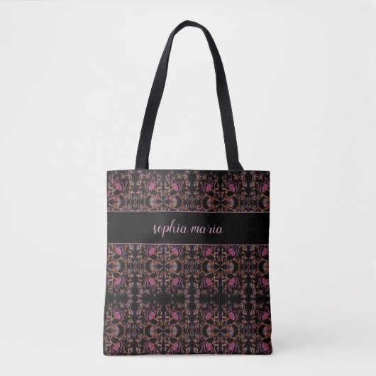 Zwarte en kleurrijke Floral Tote Bag (Voorkant)