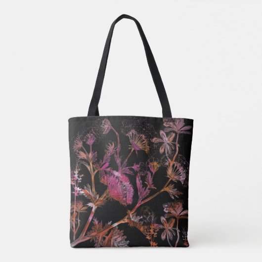Zwarte en kleurrijke Floral Tote Bag (Achterkant)