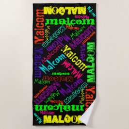 Zwarte en kleurrijke herhalingsnaam Collage Strandlaken