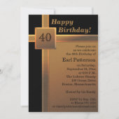 Zwarte en koperen 40e verjaardag uitnodiging (Voorkant)