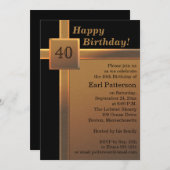 Zwarte en koperen 40e verjaardag uitnodiging (Voorkant / Achterkant)