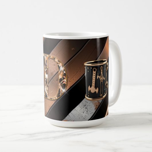 Zwarte en koperen gereedschap keramische mok voor (Voorkant rechts)