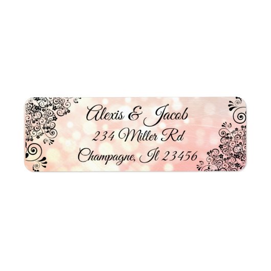 Zwarte en koraal elegante script retourlabels etiket (Voorkant)