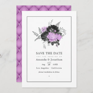 Zwarte en Lila  Floral Wedding Foto Save The Date