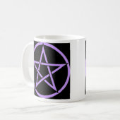 Zwarte en Lila Pentagram/Pentacle Wiccan-Mok Koffiemok (Voorkant links)