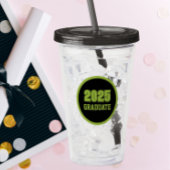 Zwarte en Lime Groene Cirkel Afstuderen Jaar Acryl Drinkbeker