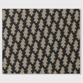 Zwarte en luipende kerstboom cadeaupapier (Vlak)