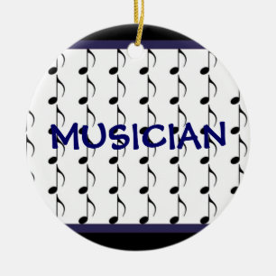 Zwarte en marine muzikale noten - Musicus Keramisch Ornament