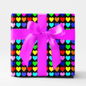 Zwarte en meerkleurige harten cadeaupapier