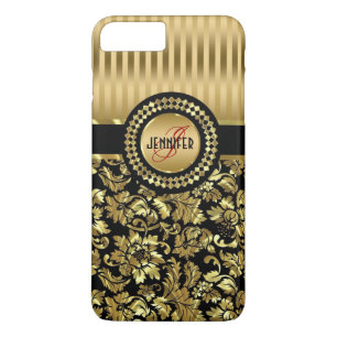 Zwarte en metalen  Floral Damaskers iPhone 8/7 Plus Hoesje