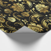 Zwarte en metalen goudvaten cadeaupapier (Hoek)