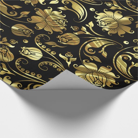 Zwarte en metalen goudvaten cadeaupapier (Hoek)