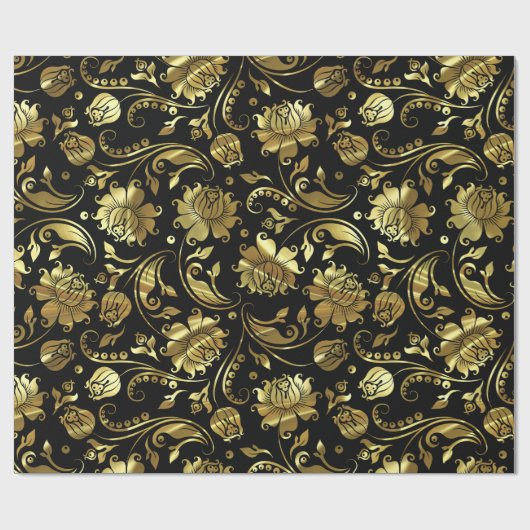 Zwarte en metalen goudvaten cadeaupapier (Vlak)