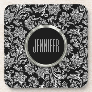 Zwarte en metalen zilverdampmaskers bier onderzetter