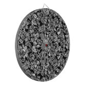 Zwarte en metalen zilverkleurige  Floral Damaskers Dartbord (Voorkant Links)