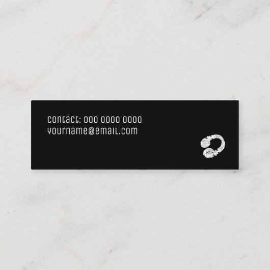 zwarte en minimalistische DJ Mini Visitekaartje (Achterkant)