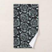 Zwarte en Mint Green Floral en vogels Bad Handdoek (Handdoek)