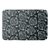 Zwarte en Mint Green Floral en vogels Badmat (Voorkant)