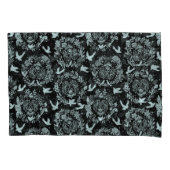 Zwarte en Mint Green Floral en vogels Kussensloop (Voorkant-Links)