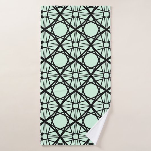 Zwarte en Mint Groene Geometrische Kunst Badhanddoek (Badhanddoek)