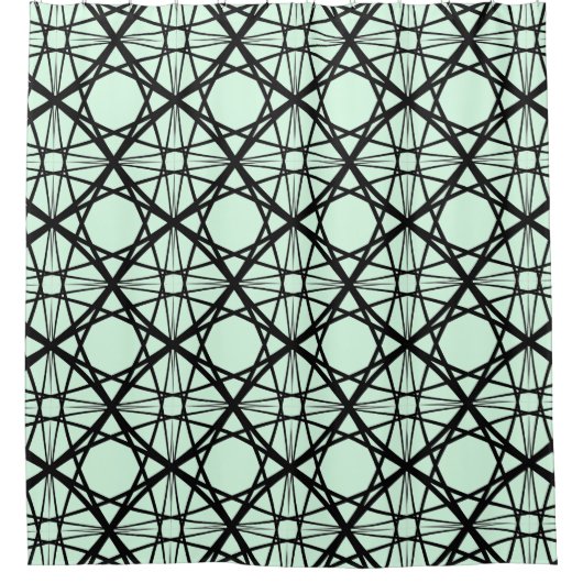 Zwarte en Mint Groene Geometrische Kunst Douchegordijn (Voorkant)