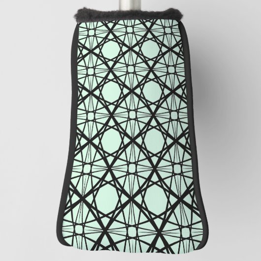Zwarte en Mint Groene Geometrische Kunst Golfheadcover (Draai 90)