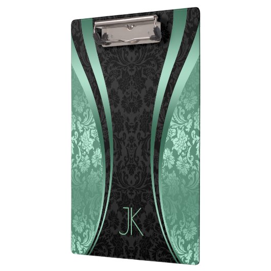 Zwarte en mint-groene geometrische platte maskers klembord (Links)