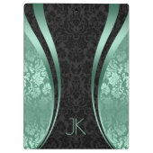 Zwarte en mint-groene geometrische platte maskers klembord (Achterkant)