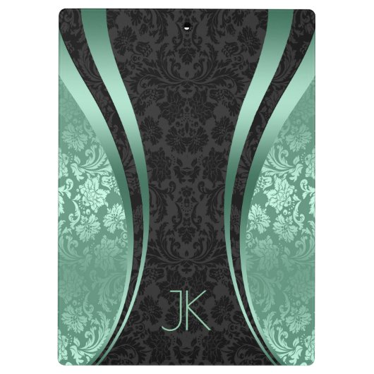 Zwarte en mint-groene geometrische platte maskers klembord (Achterkant)