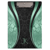 Zwarte en mint-groene geometrische platte maskers klembord (Voorkant)