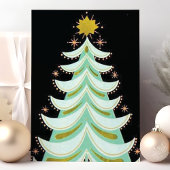  zwarte en mint groene kerstboom feestdagen kaart