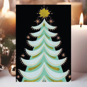  zwarte en mint groene kerstboom feestdagen kaart