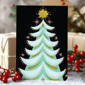  zwarte en mint groene kerstboom feestdagen kaart