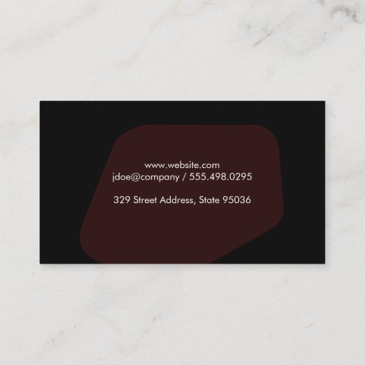 Zwarte en moderne vorm visitekaartje (Achterkant)