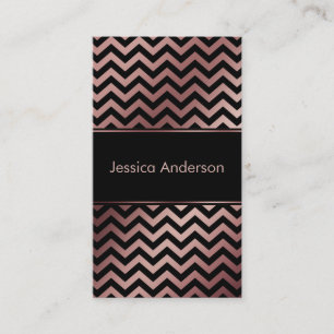 Zwarte en namaak rose gouden folie Chevron-patroon Visitekaartje