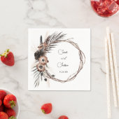 Zwarte en natuurlijke Floral Boho Rustic Name Servet (Insitu)