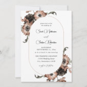 Zwarte en natuurlijke Floral Wedding Kaart (Voorkant)