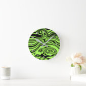 Zwarte en neon groene wandklok (Huis)