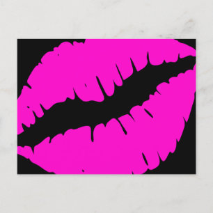 Zwarte en Neon Pink Lipstick Calligrafie Hartelijk Briefkaart