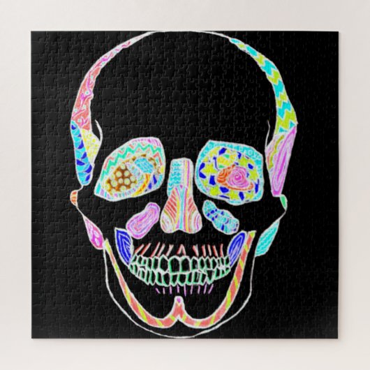 Zwarte en Neon Skull Puzzle Legpuzzel (Verticaal)