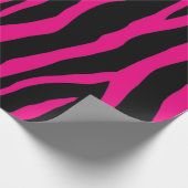 Zwarte en neonroze zebra afdrukken dierpatroon cadeaupapier (Hoek)