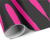 Zwarte en neonroze zebra afdrukken dierpatroon cadeaupapier (Rol Hoek)