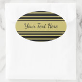 Zwarte en Olijfgroene Strepen Ovale Sticker (Tas)
