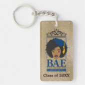 Zwarte en opgeleide master's persoonlijke klasse sleutelhanger (Voorkant)