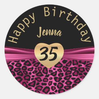 Zwarte en opgerolde luipaard Birthday Ronde Sticker