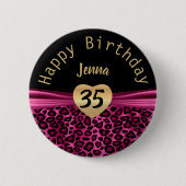 Zwarte en opgerolde luipaarden - Birthday-ontwerp Ronde Button 5,7 Cm (Voorkant)