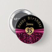 Zwarte en opgerolde luipaarden - Birthday-ontwerp Ronde Button 5,7 Cm (Voorkant /achterkant)