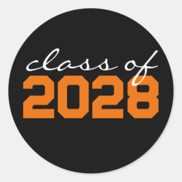 Zwarte en oranje afstudeer klassieke ronde sticker