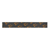 Zwarte en Oranje Boo Typografie Patroon Halloween Grosgrain Lint (Voorkant)